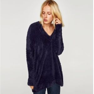 Zara Oversized Textured V-neck Sweater